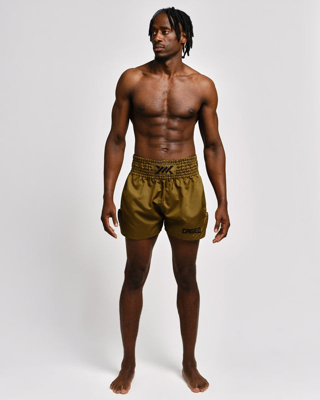Spodenki Muay Thai Caged Classic – Khaki/Czarne