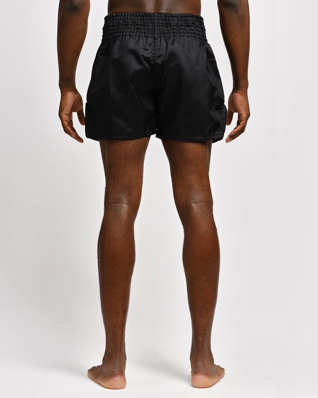 Spodenki Muay Thai Caged Classic – Czarne/Białe