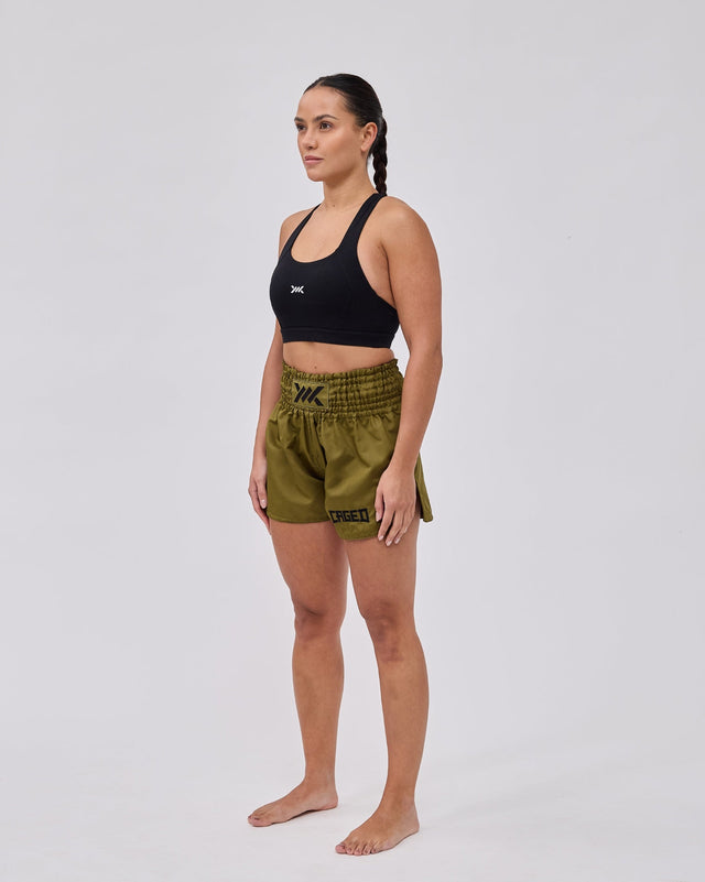 Caged Classic Muay Thai Shorts - Army Green