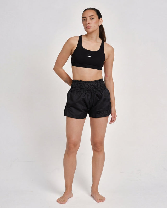 Muay Thai trenky Caged Classic – Černé/černé dámské