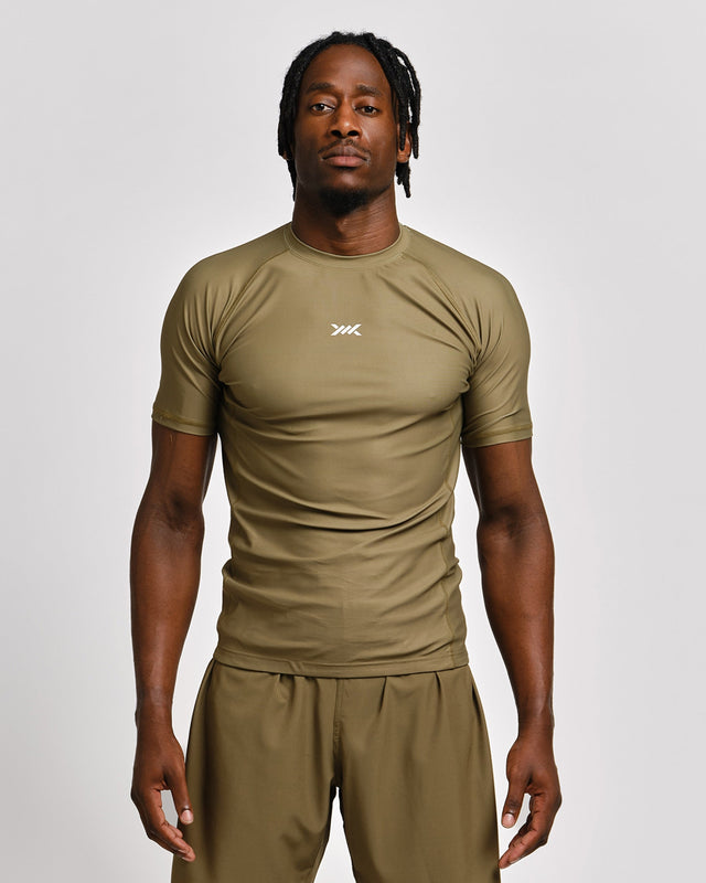 Caged Rashguard Tactical Short Sleeve - Army Green