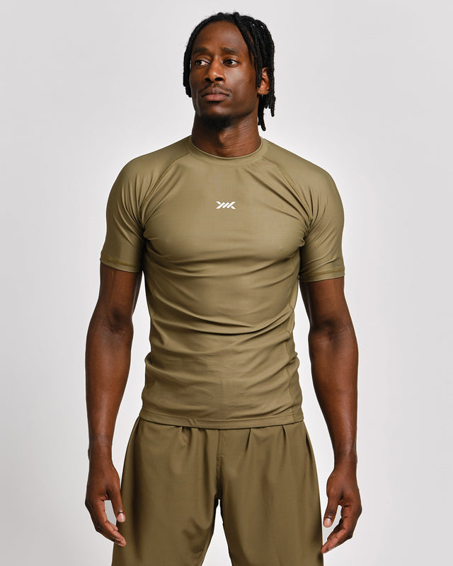 Caged Rashguard Tactical Short Sleeve - Army Green