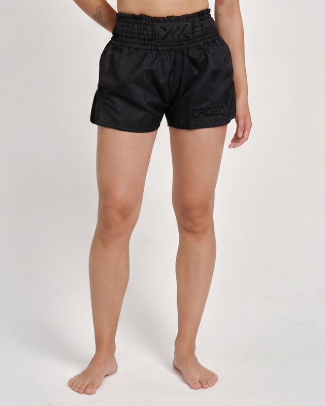 Caged Classic Muay Thai Shorts - Black/Black