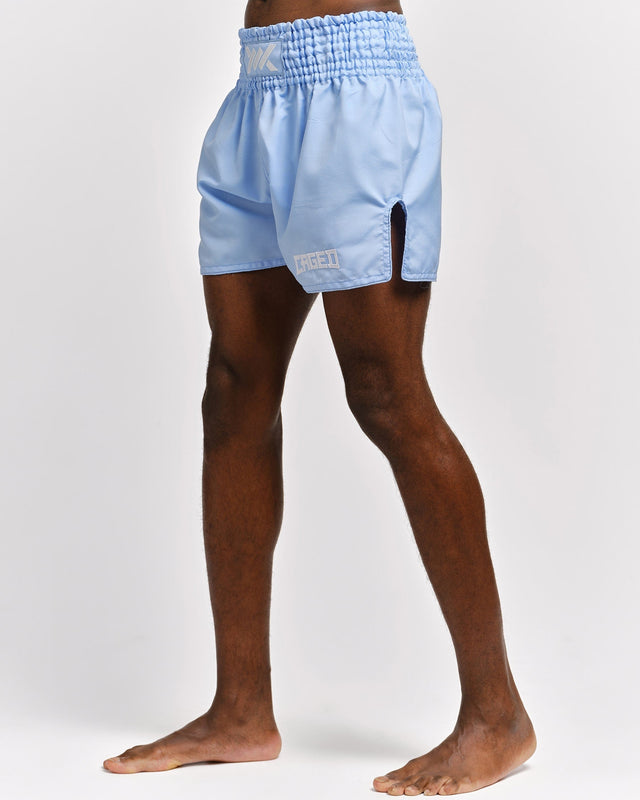 Spodenki Muay Thai Caged Classic – Jasnoniebieskie
