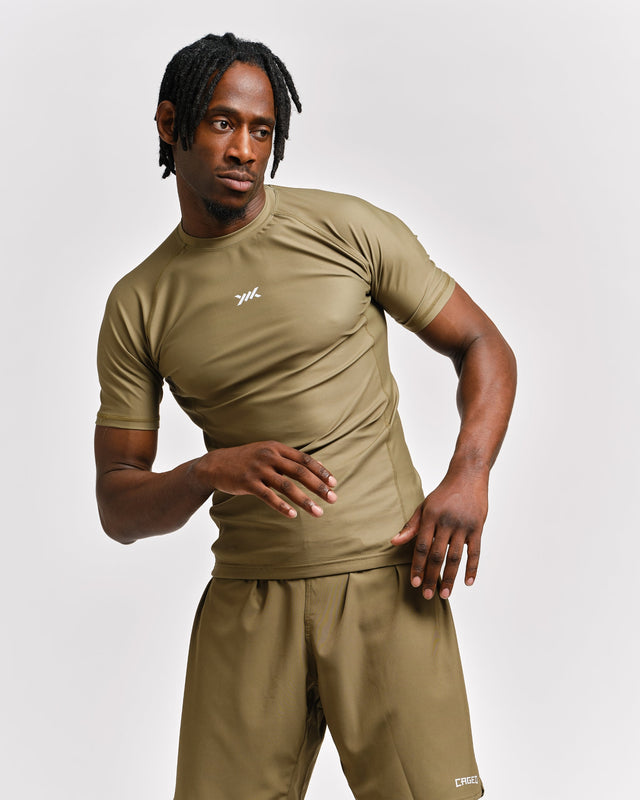 Caged Rashguard Tactical Short Sleeve - Army Green