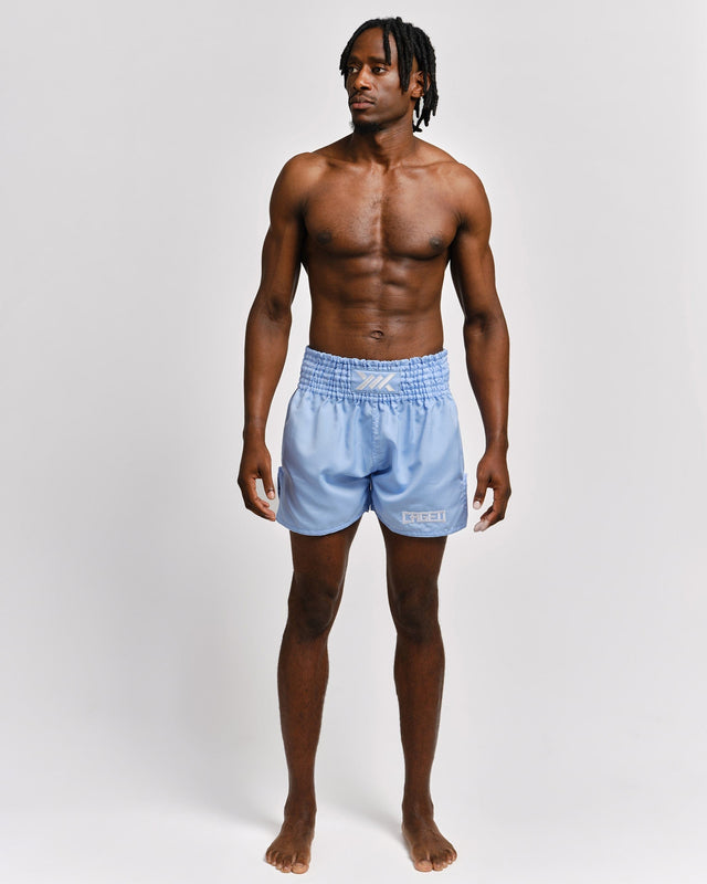 Spodenki Muay Thai Caged Classic – Jasnoniebieskie