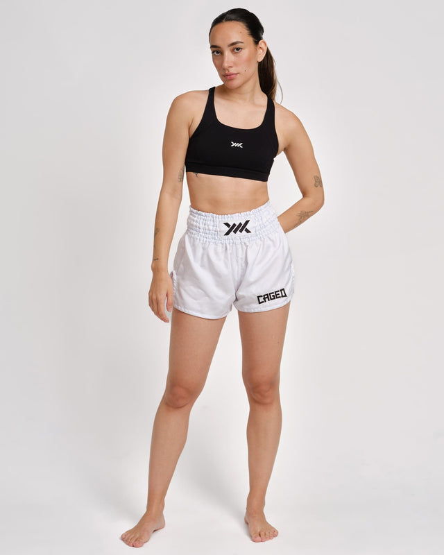 Caged Muay Thai Shorts Classic - Wit/Zwart vrouw