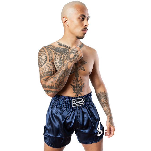 8 WEAPONS Muay Thai Shorts Strike – Navy/White