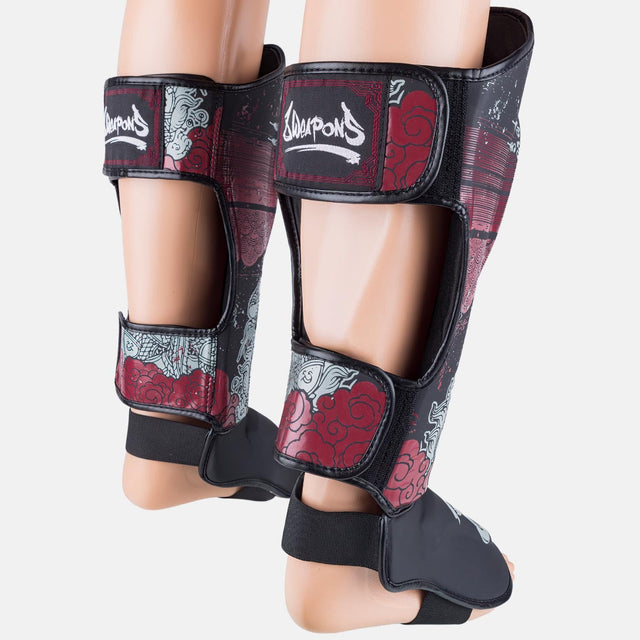 8 WEAPONS Shin guards Hanuman Yant – Black/Red