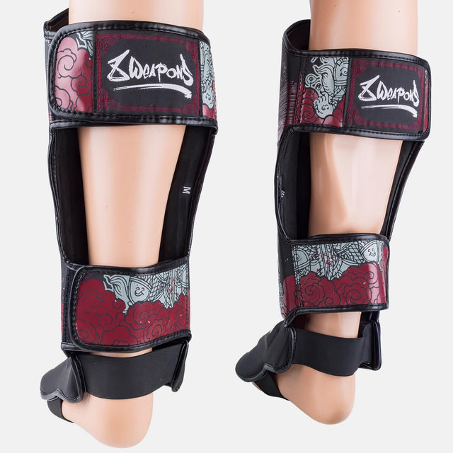 8 WEAPONS Shin guards Hanuman Yant – Black/Red