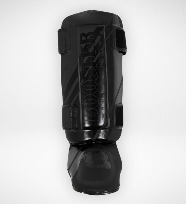 Booster Kickboxing Shin Guards Thai Striker V2 - Black/Black