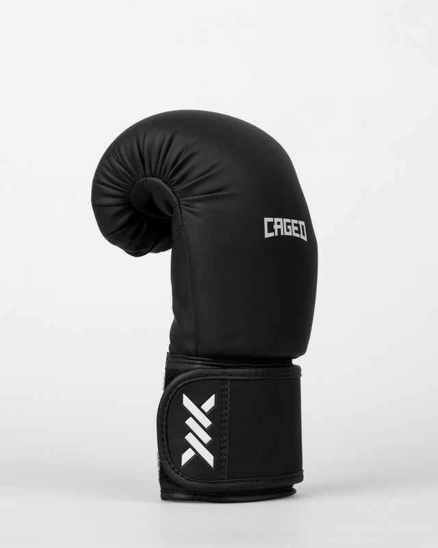 Caged Spark Kids Boxing Gloves – Matte Black/White