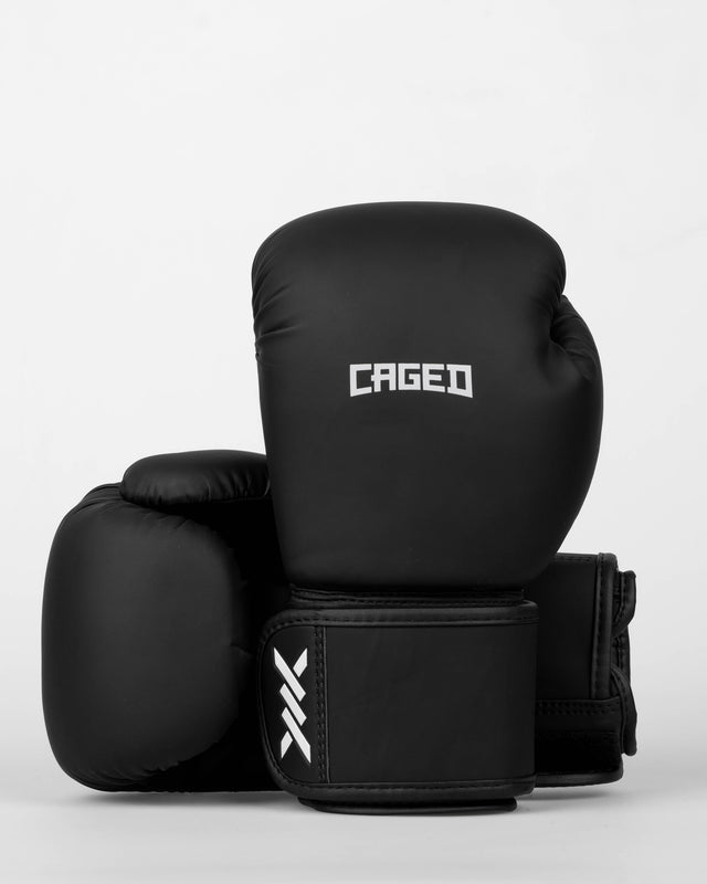 Caged Spark Kids Boxing Gloves – Matte Black/White