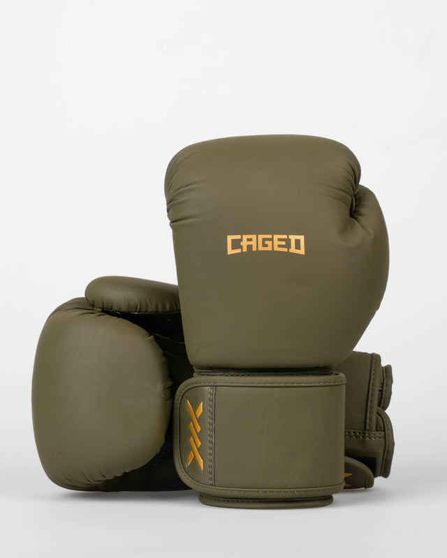 Caged Bokshandschoenen Spark Kinderen - Kaki Groen/Goud