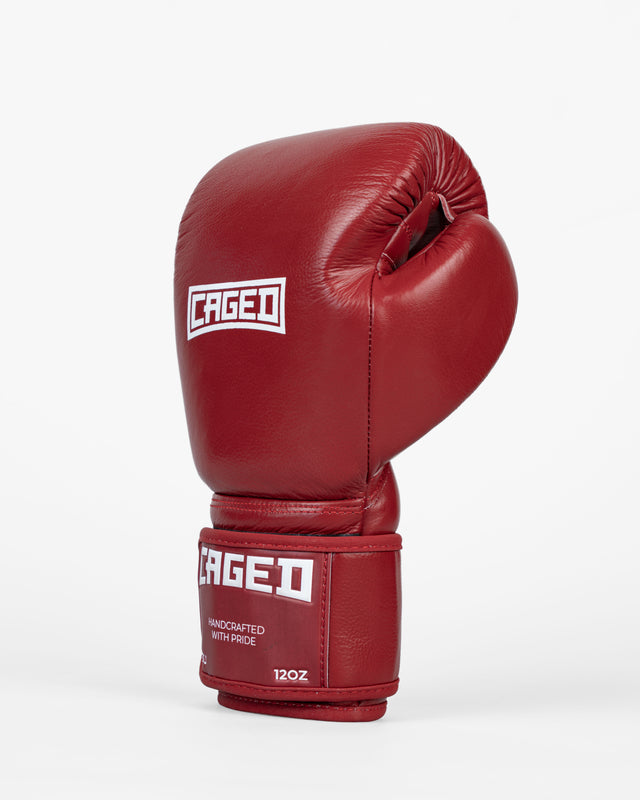 Caged Boxing Gloves 'X' Series - Bordeaux Red/White