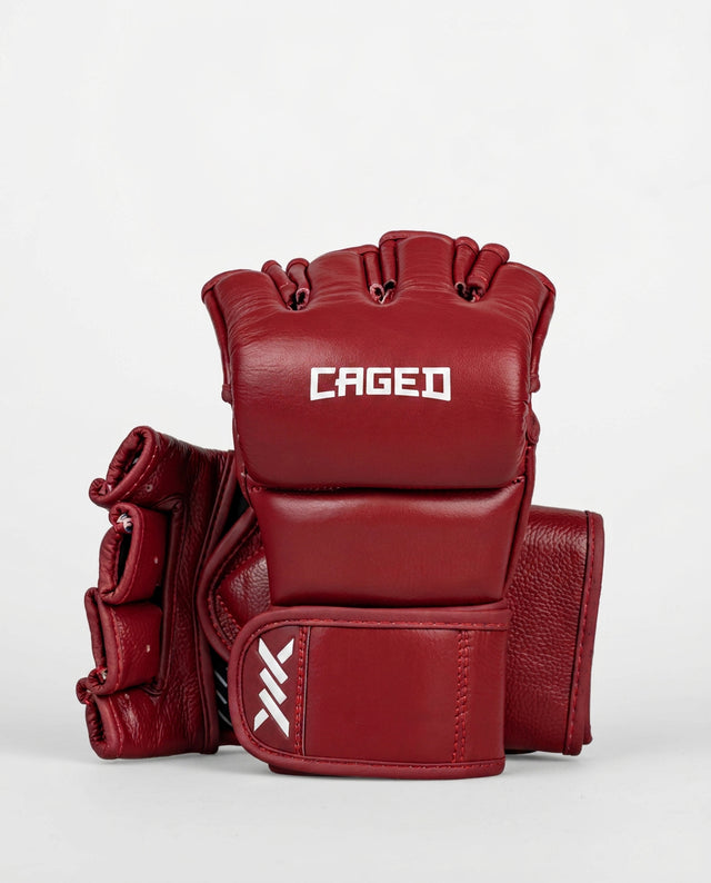 Caged MMA Handschoenen 'X' Series - Bordeaux Rood/Wit