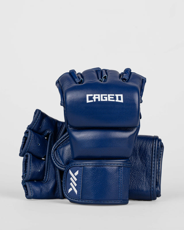 Caged MMA Gloves 'X' Series - Navy Blue/White