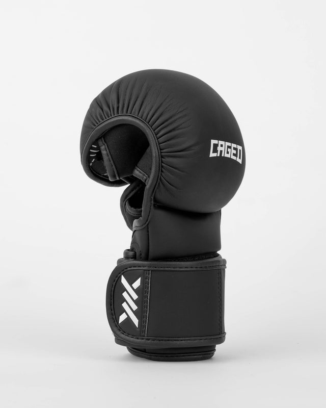 Rękawice MMA sparingowe Caged Shadow – Mat Czarne/Białe
