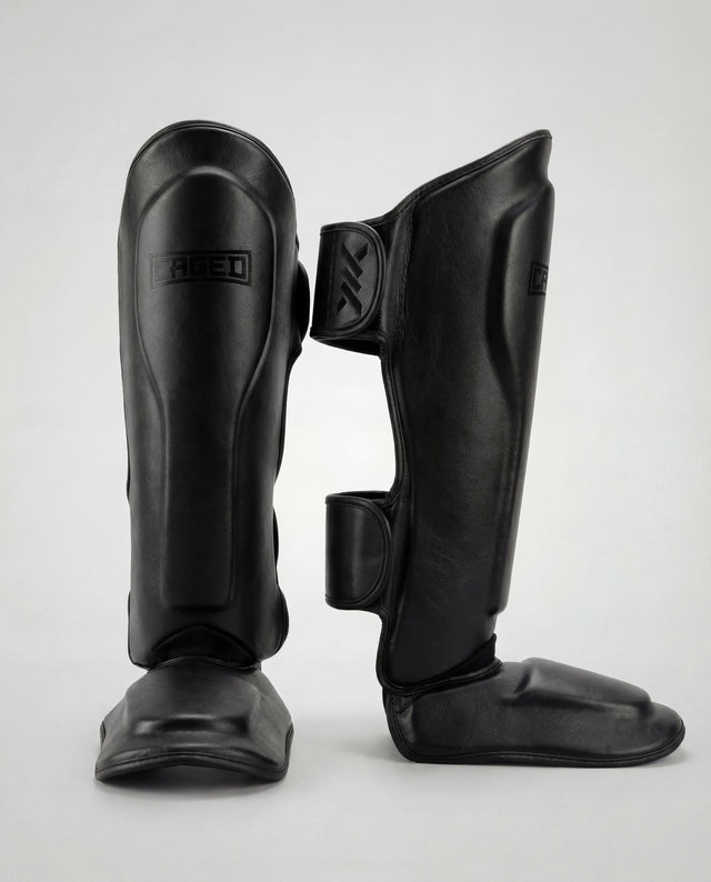 Caged Shin Guards 'X' Series - Black/Black