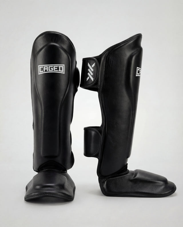Caged Shin Guards 'X' Series - Black/White