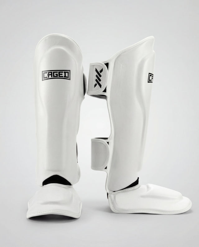 Caged Shin Guards 'X' Series - White/Black
