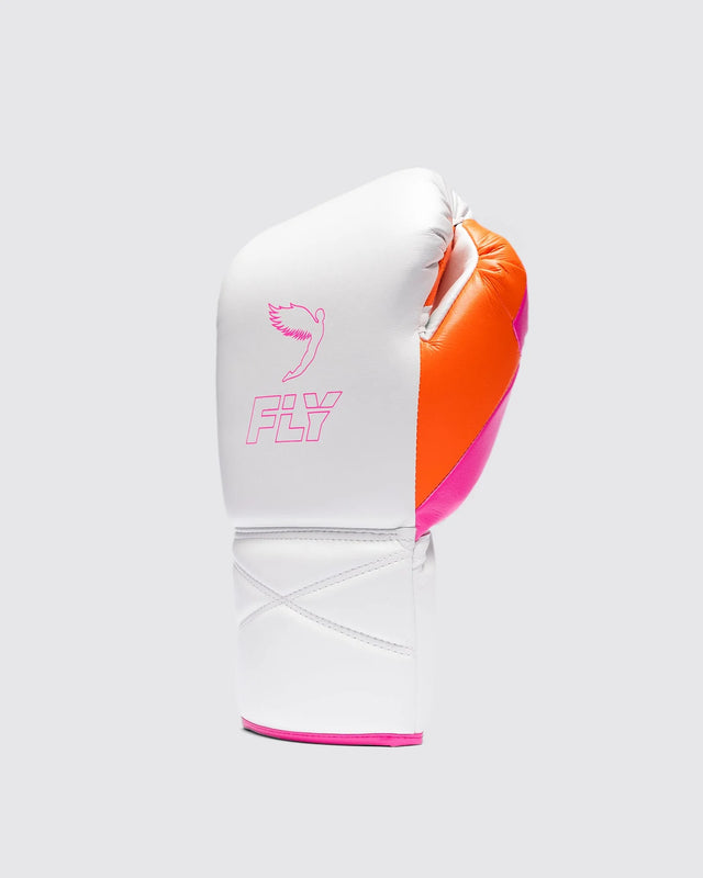 Fly Boxing Gloves Superlace Pro X 2 - White/Pink/Orange