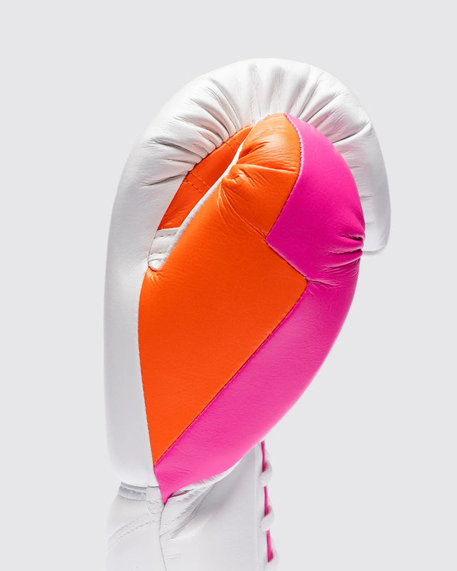 Fly Boxing Gloves Superlace Pro X 2 - White/Pink/Orange