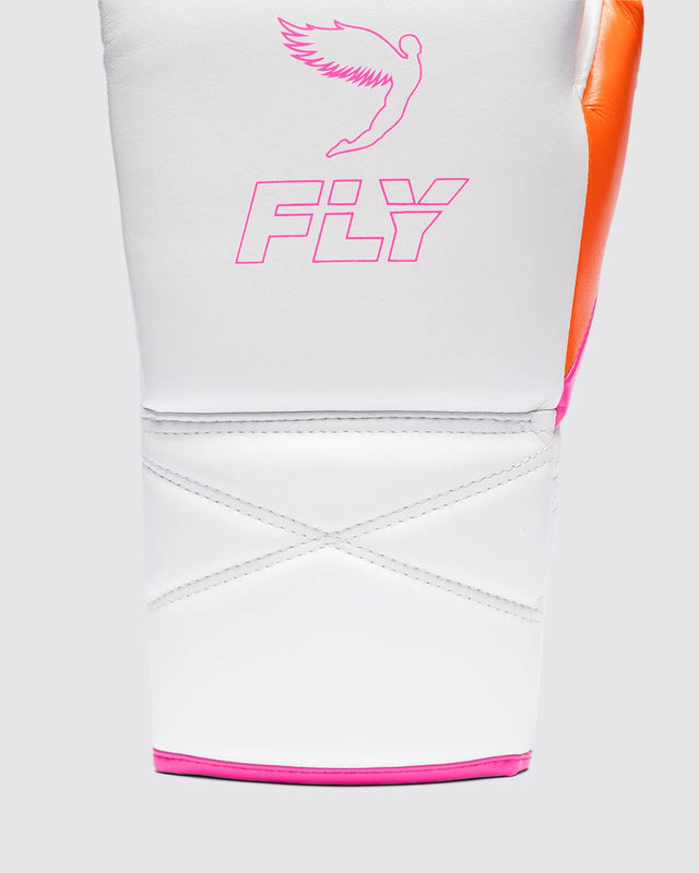 Fly Boxing Gloves Superlace Pro X 2 - White/Pink/Orange