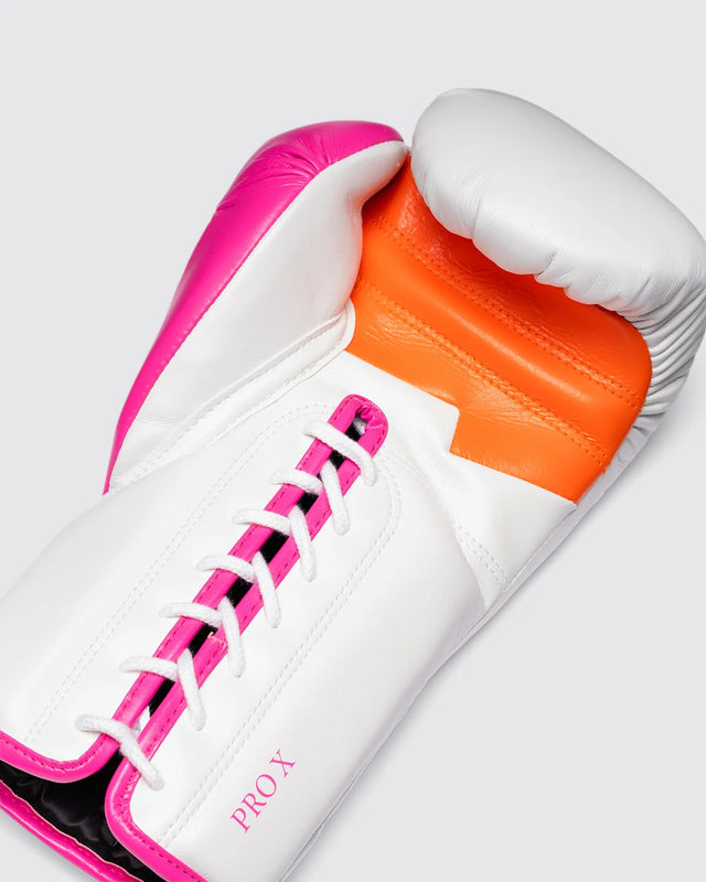 Fly Boxing Gloves Superlace Pro X 2 - White/Pink/Orange