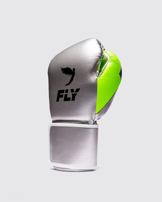 Fly Boxing Gloves Superloop Pro X 2 - Silver/Neon Green
