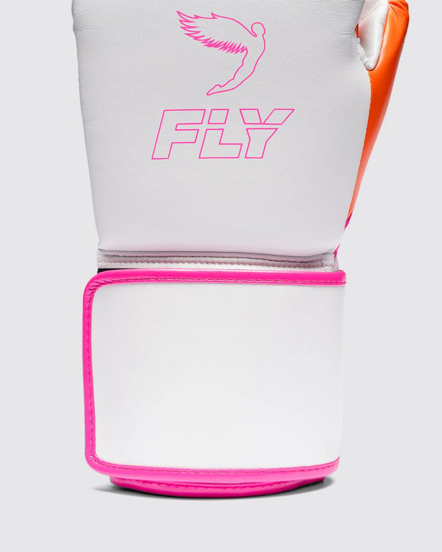 Fly Boxing Gloves Superloop Pro X 2 - White/Pink/Orange