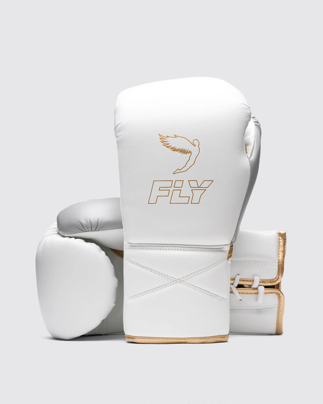 Fly Boxing Gloves Superlace Pro X 2 - White/Grey/Gold