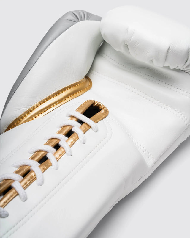 Fly Boxing Gloves Superlace Pro X 2 - White/Grey/Gold