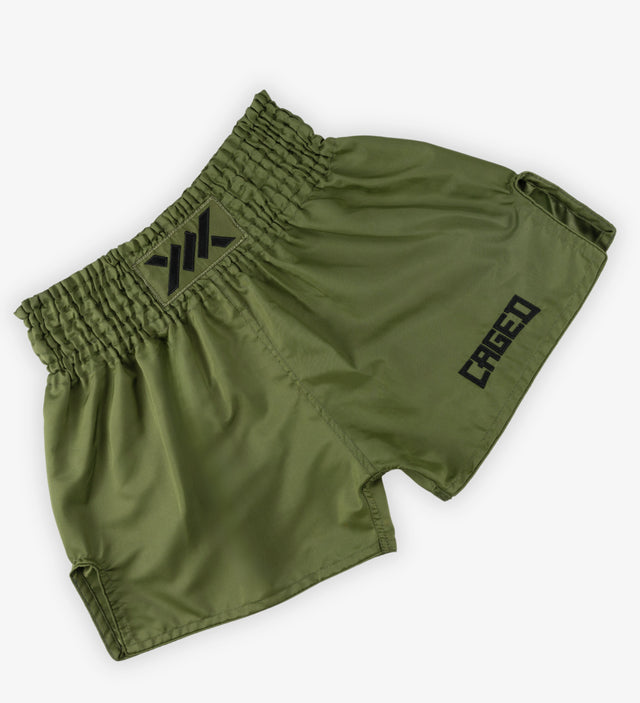 Shorts de Muay Thai Caged Classic – Kaki/Noir femme