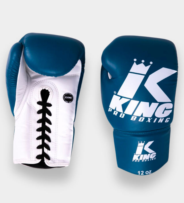 King Pro Boxing BG2 Boxing Gloves with Laces - Blue/White