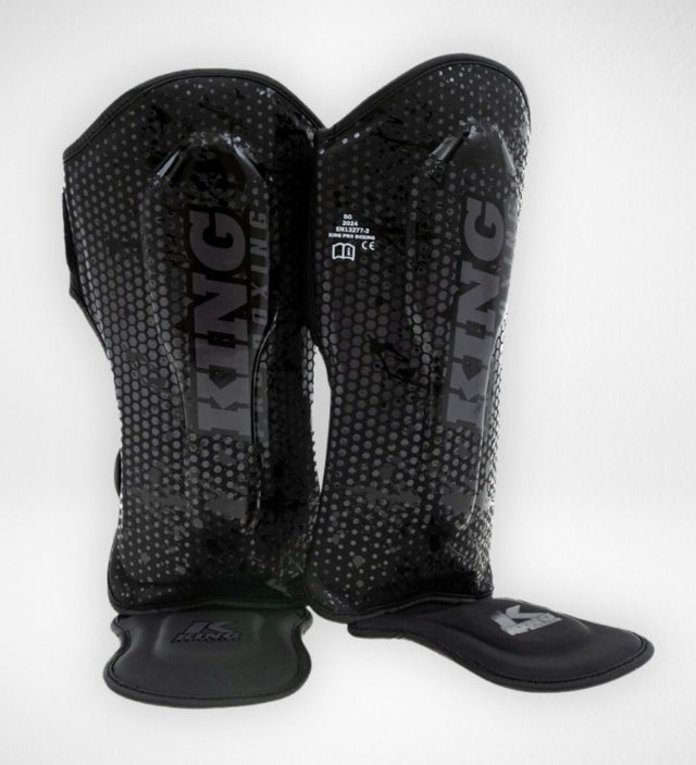 King Pro Boxing Shin guards Hexagon Kids – Black/Black