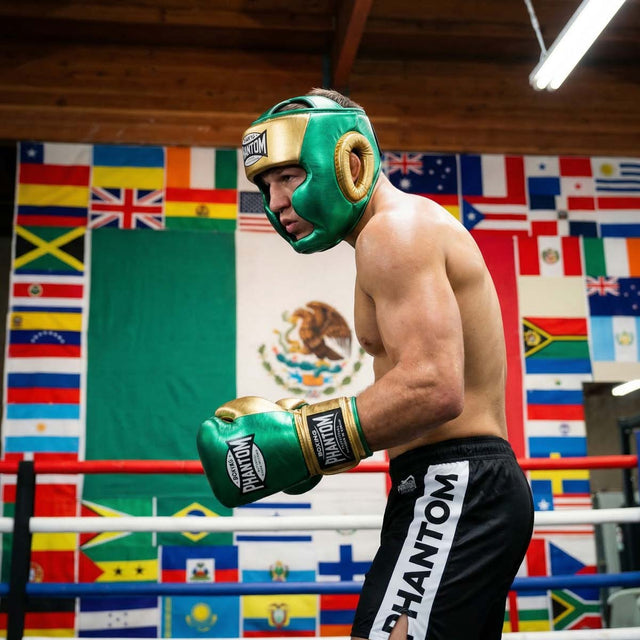 Kask bokserski Phantom Athletics Mexico Full Face – Zielony/Złoty