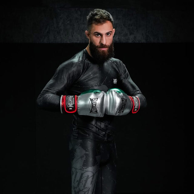Mănuși de box Phantom Athletics Mexico – Argintiu/Verde/Roșu