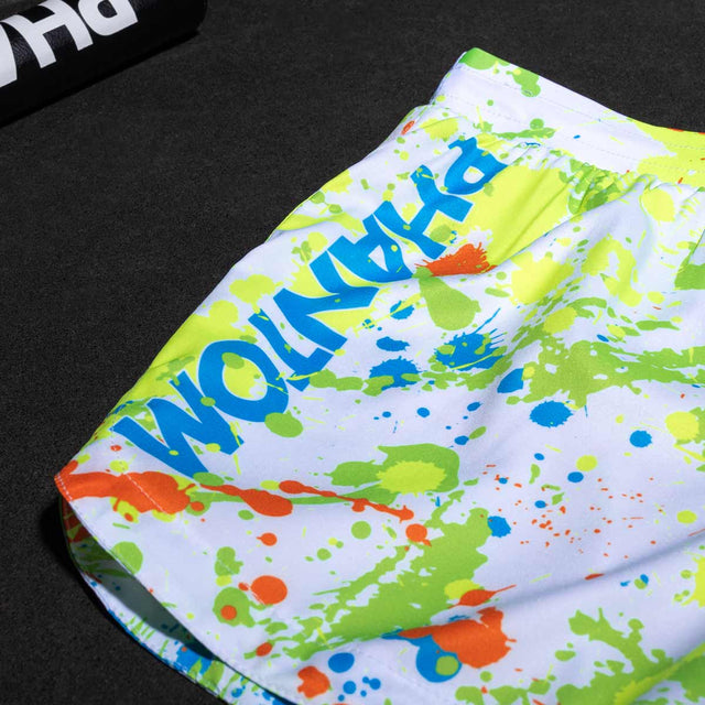 Spodenki MMA Phantom Athletics Fusion Splatter – Białe/Neon