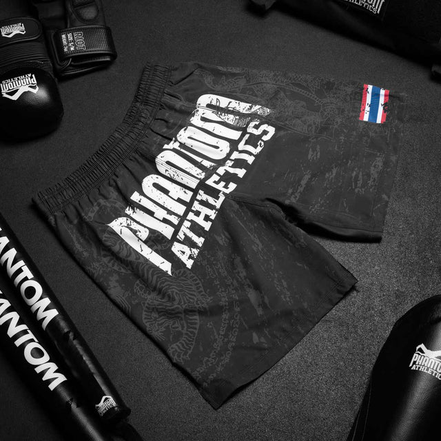Spodenki Muay Thai Phantom Athletics EVO – Czarne/Szare