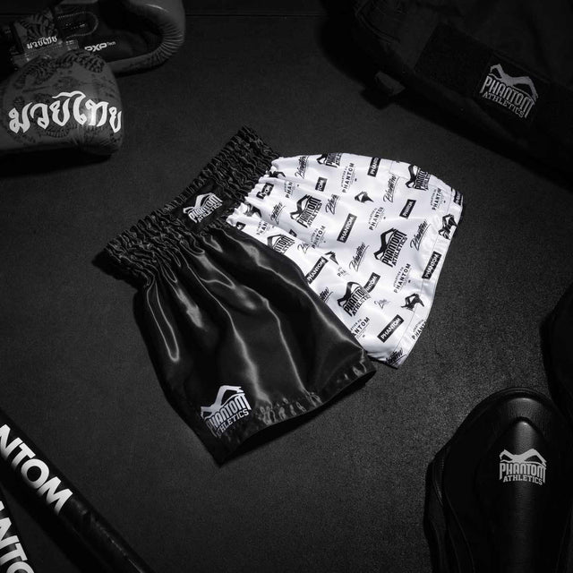 Spodenki Muay Thai Phantom Athletics Legend – Czarne/Białe