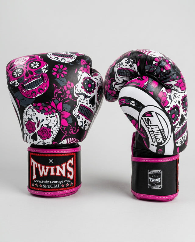 Twins Boxing Gloves FBGVL3 Skull - Black/Pink/White