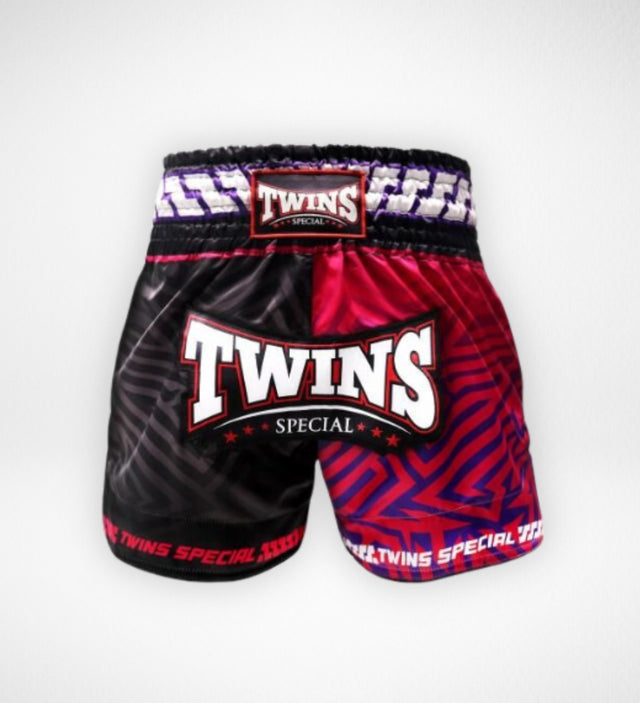 Spodenki Muay Thai Twins TTBL Maze – Czarne/Różowe