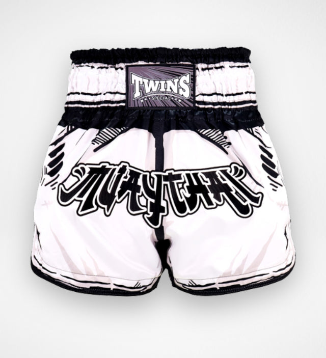 Twins Muay Thai shorts TTBL Comic - Hvid/Sort