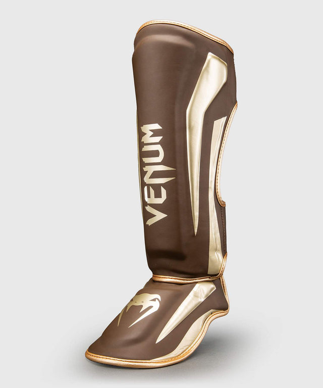 Venum Elite Shinguards - Dark Brown