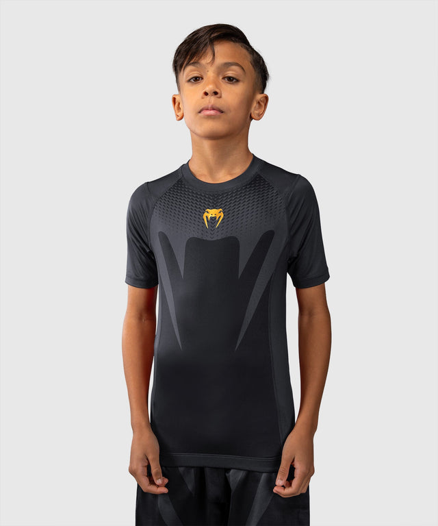 Venum Rashguard Attack Korte Mouwen Kinderen - Zwart/Goud