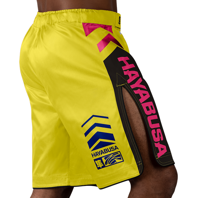 Hayabusa MMA Shorts Icon Lang - Geel/Blauw/Roze