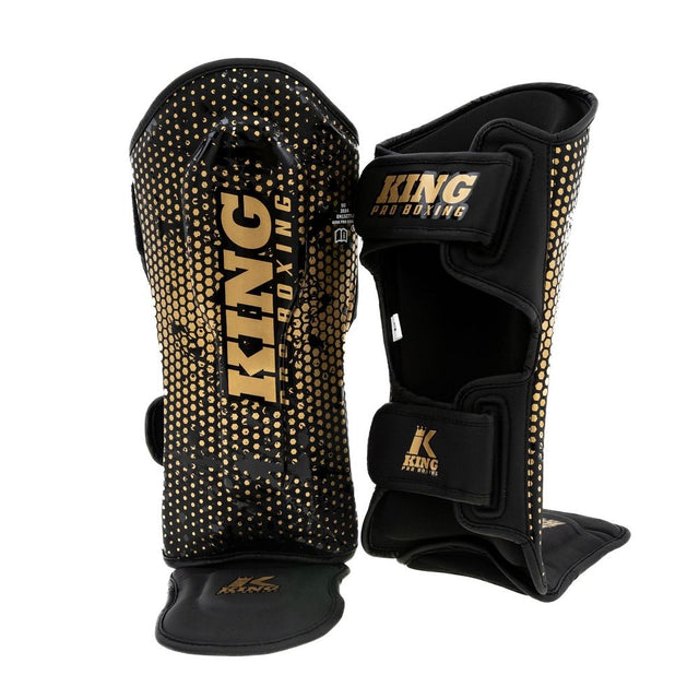 King Pro Boxing Kickboks Scheenbeschermers Hexagon Kinderen - Zwart/Goud