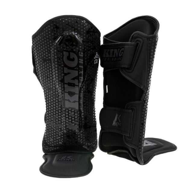 King Pro Boxing Shin guards Hexagon Kids – Black/Black