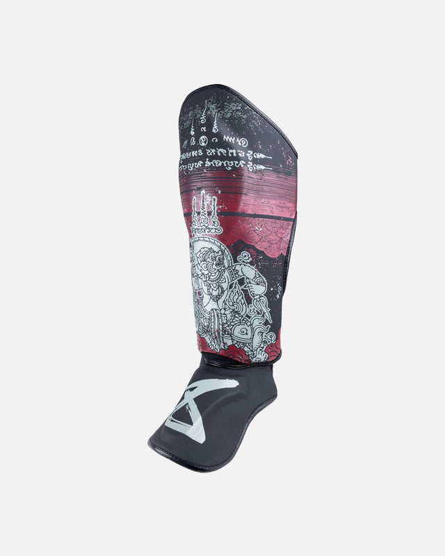 8 WEAPONS Shin guards Hanuman Yant – Black/Red